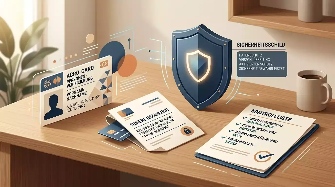 Konto, Identitätsprüfung und Zahlung als sachliche Prüfpunkte
