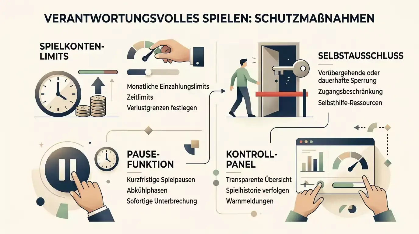 Sachliche Darstellung von Sperre, Limit und Schutz bei Online-Glücksspiel